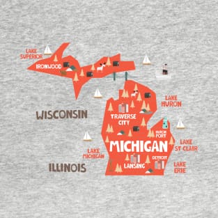 Michigan Illustrated Map T-Shirt